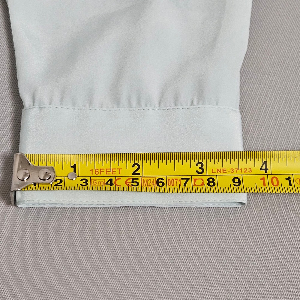 Vintage Liquid Silk Mint Button Up Blouse Minimalist Soft Clean Workwear Size 10 - Picture 9 of 9